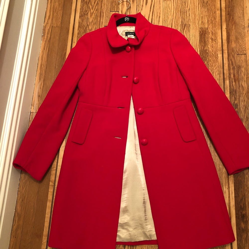 J Crew red wool coat
